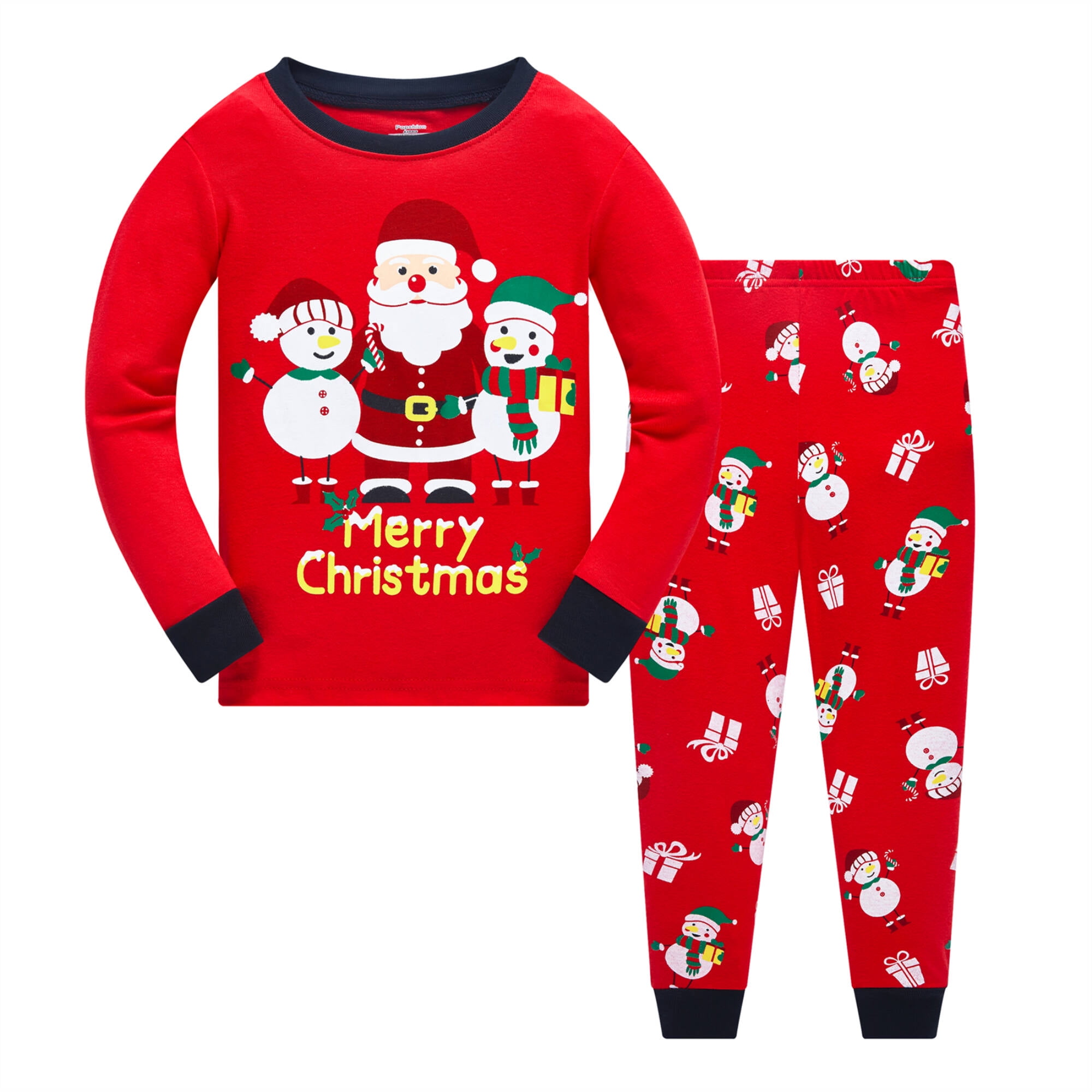 Toddler Boy Girl 100 Cotton Christmas Pyjamas Set Snowman Pjs Long Sleeve 2 Piece Size 14T