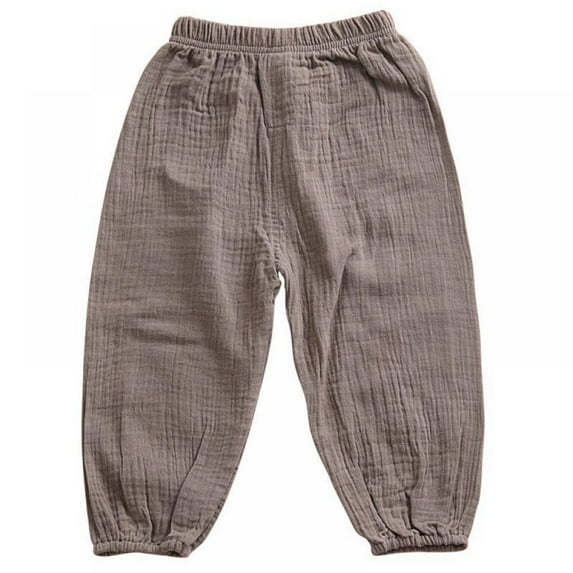 Toddler Boy Girl Basic Plain Summer Fall Comfy Cotton Linen Long Pants