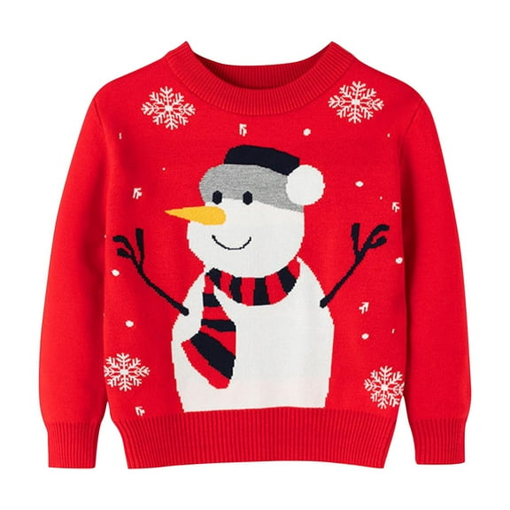 Toddler Boy Girl Christmas Sweater Cotton Pullover Reindeer Snowman Sweatshirts Tops for 2-6 Years