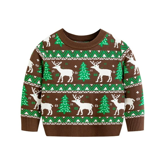 Toddler Boy Girl Christmas Sweater Cotton Pullover Reindeer Snowman Sweatshirts Tops for 2-6 Years