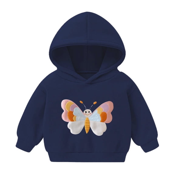 Toddler Boy Girl Cute Hoodies Solid Color Long Sleeve Hooded Sweatshirt Top Fall Winter Hoodie Clothes Boys Hoodies Sweatshirt Navy 6Y