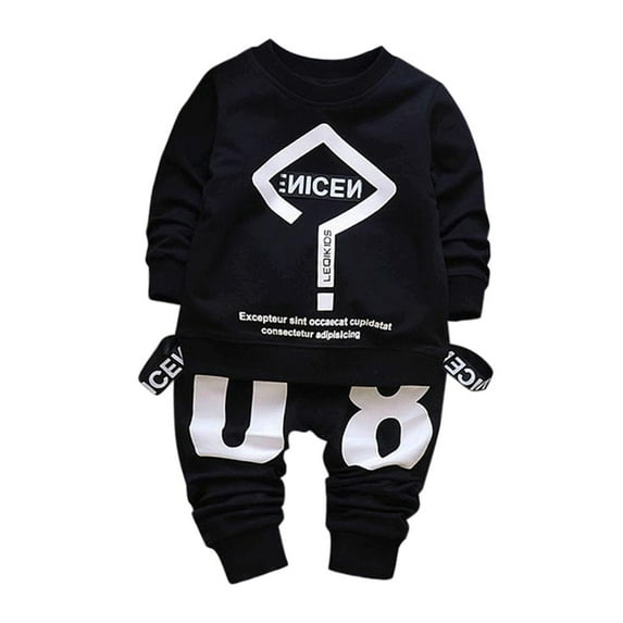 Toddler Boy Girl Letter Printing T-Shirt Outfits Kid Children's Clothes Set Tops+Pants Baby Boys Outfits&Set Soft Comfy Casual Set