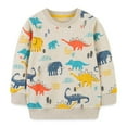 thumbnail image 1 of Toddler Boy Girl Long Sleeve Round Neck Pullover Hoodie Kid Fall Warm Sweater Cotton Cute Dinosaur Print Sportsshirt, 1 of 8