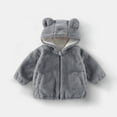 thumbnail image 1 of Toddler Boy Girl Sherpa Fleece Jacket Cute Bear Hoodie Jacket Zip Up Thick Warm Cozy Outerwear with Pockets Fall Winter, 1 of 4