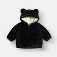 thumbnail image 1 of Toddler Boy Girl Sherpa Fleece Jacket Cute Bear Hoodie Jacket Zip Up Thick Warm Cozy Outerwear with Pockets Fall Winter, 1 of 4