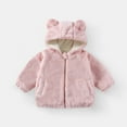 thumbnail image 1 of Toddler Boy Girl Sherpa Fleece Jacket Cute Bear Hoodie Jacket Zip Up Thick Warm Cozy Outerwear with Pockets Fall Winter, 1 of 4