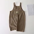 thumbnail image 1 of Toddler Boy Girl Soft Corduroy Suspender Pants Kids Overalls Loose Retro Fall Adjustable Button Overalls with Pocket Brown 9-12Month, 1 of 7