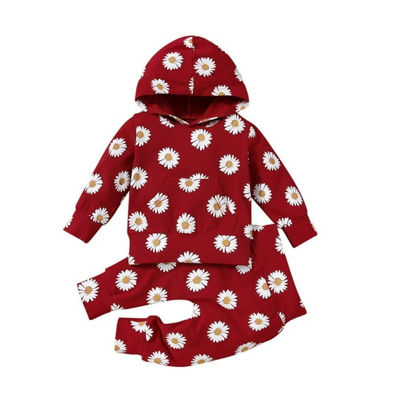 Toddler Boy Girl Sports Shirt Outfits Newborn Long Sleeve Hooded Pullover Hoodie Set 2PCS Sweatershirt