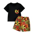 thumbnail image 1 of Toddler Boy Girl Summer Dashiki Clothes African Print Outfits 2Y 3Y 4Y 5Y 6Y 7Y Kids Kente T Shirts Shorts Set, 1 of 10