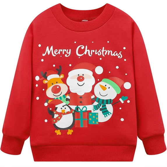 Toddler Boy Girl Sweatshirt Christmas Santa Cartoon Pullover Top Baby Long Sleeve Xmas Winter Sweater 8280-3T