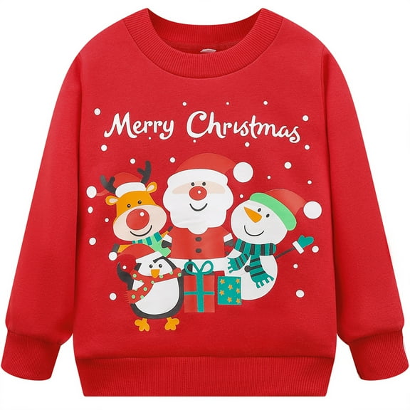 Toddler Boy Girl Sweatshirt Christmas Santa Cartoon Pullover Top Baby Long Sleeve Xmas Winter Sweater 8280-6T
