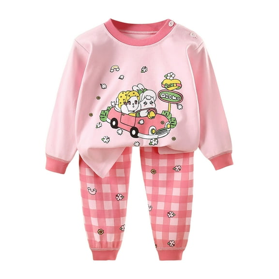 Toddler Boy Girls Clothes Kids Long SleeveT-Shirt and Elastic Prints Outfit 2 Piece Sweatsuit Set Cartoon Print 2PCS Set kids Winter Outfit 2PC Long Sleeve Pajamas Set 3 6 9 12 18 24 Months 2T 3T