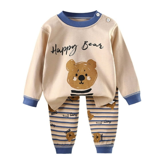 Toddler Boy Girls Clothes Kids Long SleeveT-Shirt and Elastic Prints Outfit 2 Piece Sweatsuit Set Cartoon Print 2PCS Set kids Winter Outfit 2PC Long Sleeve Pajamas Set 3 6 9 12 18 24 Months 2T 3T