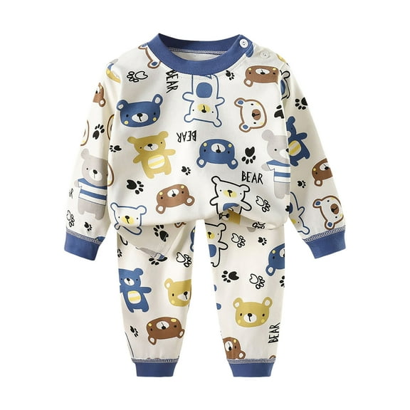 Toddler Boy Girls Clothes Kids Long SleeveT-Shirt and Elastic Prints Outfit 2 Piece Sweatsuit Set Cartoon Print 2PCS Set kids Winter Outfit 2PC Long Sleeve Pajamas Set 3 6 9 12 18 24 Months 2T 3T