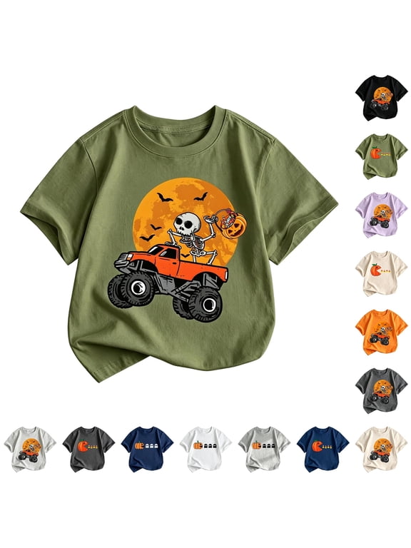 Toddler Boy Girls Halloween Shirt Pumpkin Ghost Tops Kids Outfits Short Sleeve Tshirt Halloween Gifts