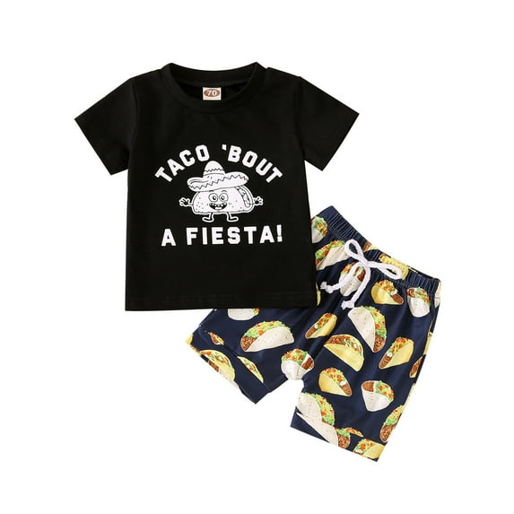 Toddler Boy Girls Short Sleeve Letter Prints T Shirt Tops Shorts Outfits Clothing Sets,Size 12 Months-18 Months