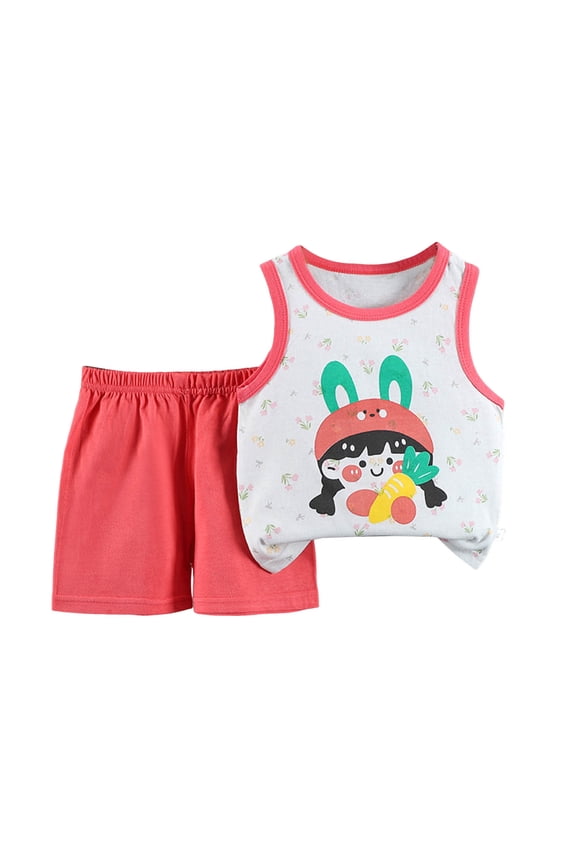 Toddler Boy Girls Sleepwear Set Car Print Crew Neck Tee and Shorts Everyday Play Breathable Cotton Coordinated Outfit Birthday Gift Idea 5-16 Years (3-4 Years,Watermelon Red)