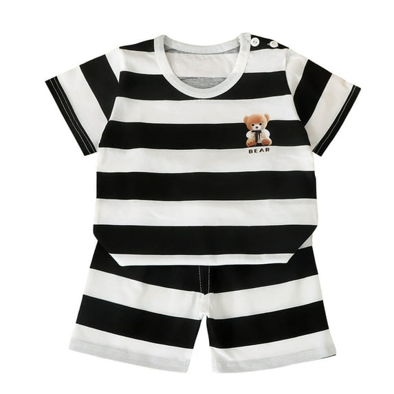 Toddler Boy Girls Summer Sleeveless T-Shirt Tank Tops Elastic Shorts Set 2Pcs Casual Outfit Jog Suits Set Dailywear Set (6-9 Months,Black) Boy Summer Sleeveless Tank Tops Set