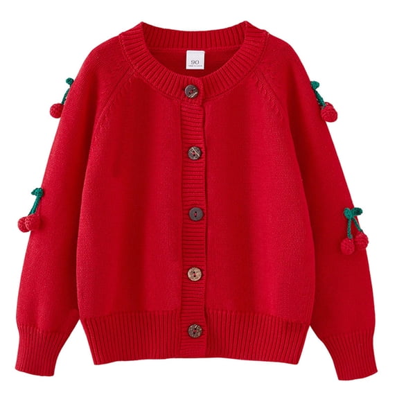 Toddler Boy Hoodie Heavy Industry Hand Crocheted Girls Knitted Cardigan Cotton Round Neck Children's Sweater Jacket New Fall Jackets Winter Outerwear Red 4T