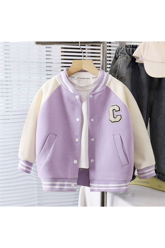 Toddler Boy Jacket Button Letter Embroidery Baseball Jacket Kids Light Jacket Winter Jackets Cute Girls Outfits 2-3 Years