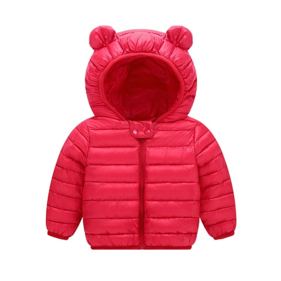 Gyexs Toddler Boy Jackets Toddler Kids Baby Hooded Outdoor Jacket Thick Warm Windproof Coat Clothes (Red,90 12-18 Months)