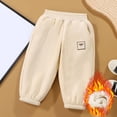 thumbnail image 1 of Toddler Boy Joggers 5T Boys Pants Toddler Girls and Boys Fleece Lined Sweatpants Youth Jogger Pants with Pockets Drawstring Active Clothes for Kids Beige 5-6 Years, 1 of 9