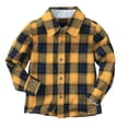 thumbnail image 1 of Toddler Boy Long Sleeve Shirt Fashion Plaid Lapel Long Sleeve Button Up Shirt Shacket Jackets Children's Casual Outerwear 9M-6Y Yellow, 1 of 8
