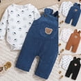 thumbnail image 1 of Toddler Boy Outfit Long Sleeve Sweatshirt And Pants Set Infant Baby Boy Fall Winter Clothes Black 0-3 Months, 1 of 5
