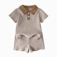 thumbnail image 1 of Toddler Boy Outfit Set Cute Striped Short Sleeve Polo Top and Soft Shorts Baby Boy Summer Clothes 6 12 18 Months 2T 3T 4T, 1 of 6