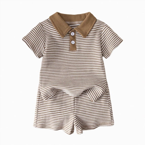 Toddler Boy Outfit Set Cute Striped Short Sleeve Polo Top and Soft Shorts Baby Boy Summer Clothes 6 12 18 Months 2T 3T 4T