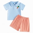 thumbnail image 1 of Toddler Boy Outfit Set for Easter Lapel Shirt with Carrot Embroidery and Shorts Baby Kids Cute Casual Clothes, 1 of 6