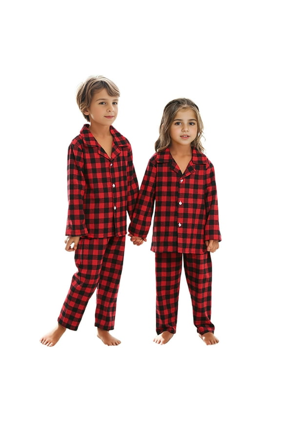 Toddler Boy Outfit Sets Plaids Print Pajamas Coats Pants Solid Long Sleeve Scrubs for Boy Set,Red,150