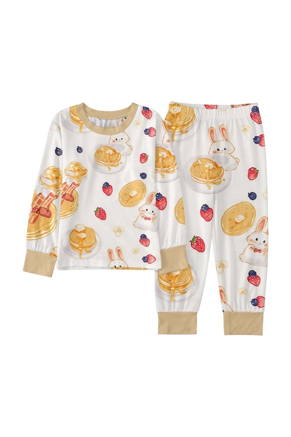 Toddler Boy Outfit Size 3-4Y Kids Dessert Print Long Sleeve Round Neck T Shirt Pants Homewear Set Sweet Toddler Boy Clothes