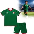 thumbnail image 1 of Toddler Boy Outfit Size A Crew Short Sleeve Solid Raglan Top with Shorts Kids Mexico Fan Set Boys' Clothing Sets, 1 of 9