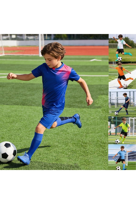 Toddler Boy Outfit Soccer Training Match Colorblock Crew Short Sleeve Two Piece Youth Lightweight Breathable Outfit Set