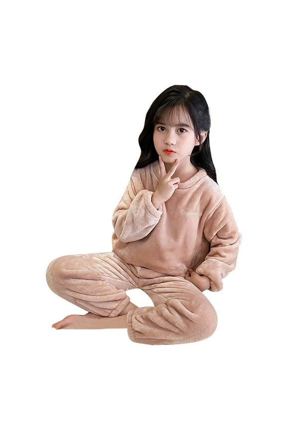 Toddler Boy Outfits 2-3 Years Flannel Fluffy Sweat Winter Warm Soft Fuzzy Homewear Sweat Pink Outfit Sets