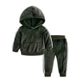 thumbnail image 1 of Toddler Boy Outfits 2 Piece Solid Print Hooded Long Sleeve Warm Hoodie And Jogger Pants Athleisure Boys' Clothing Sets Size 2-3 Years, 1 of 6