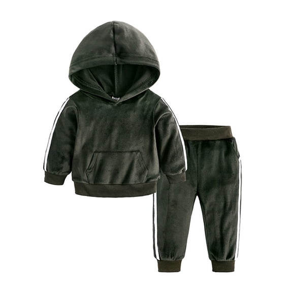 Toddler Boy Outfits 2 Piece Solid Print Hooded Long Sleeve Warm Hoodie And Jogger Pants Athleisure Boys' Clothing Sets Size 2-3 Years