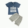 thumbnail image 1 of Toddler Boy Outfits Baby for Boys Child Kids Spring Summer Cotton Round Neck Print Short-sleeved Beach 0 6 12 18 24 Months 2T 3T Casual T-Shirt & Shorts Outfit 2 Piece, 1 of 7