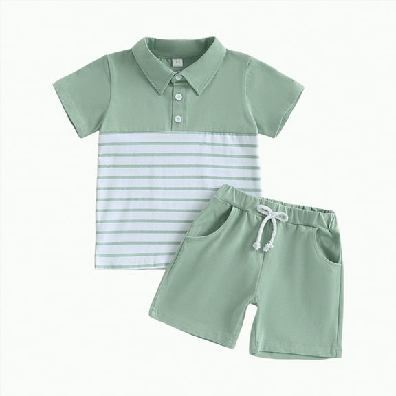 Toddler Boy Outfits Baby Boys Shorts CLothes Set Child Kids Spring Summer Button Short-sleeved Sports 3 6 12 18 24 Months 3T Tops Clothes Tshirt 2PCS
