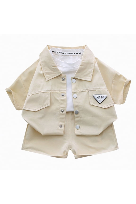 Toddler Boy Outfits Baby Boys Shorts Clothing Set Kids Spring Summer Cotton Solid Printed Short Sleeved Sports 1t 2t 3t 4t 5t 6t New Born Clothes for Twins Tops 2-Piece