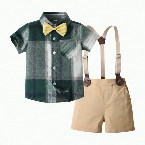 Toddler Boy Outfits Baby Shirts Sets Children's Spring Summer Cotton Button Printed Short-sleeved Training 0 6 12 18 24 Months 2T 3T Clothes Sweat Outfit Boys' Clothing 2-Piece Set