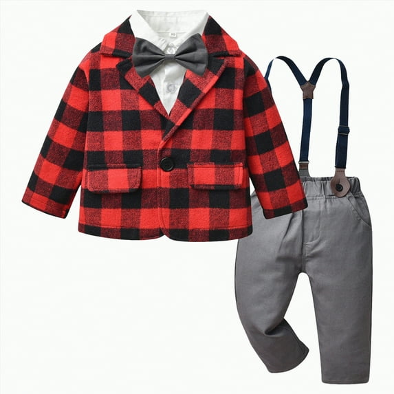 Toddler Boy Outfits Boys Spring Fall Lattice Long Sleeve 6 12 18 24 Months 2T 3T Playwear Set 2-Pieces