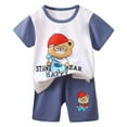 thumbnail image 1 of Toddler Boy Outfits Boys Summer Cute Cartoon Print Short Sleeve Tops Shorts Casual Suit Baby Clothes Grey 6-12Months, 1 of 4
