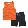 thumbnail image 1 of Toddler Boy Outfits Clothes Children's Summer Tropical Printed Short Sleeve Training 1t 2t 3t 4t 5t 6t New Born for Twins Kids Casual 2-Piece Set Gibobby(2-3 Years,Orange), 1 of 2