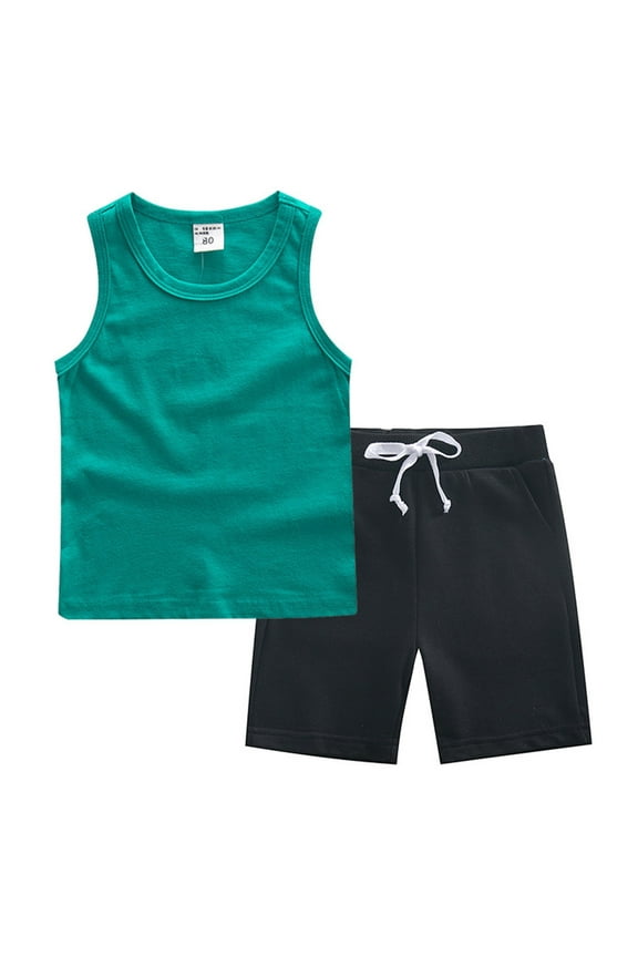 Toddler Boy Outfits Clothes Children's Summer Tropical Printed Short Sleeve Training 1t 2t 3t 4t 5t 6t New Born for Twins Kids Casual 2-Piece Set Gibobby(7-8 Years,Green)