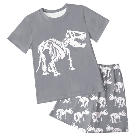 Toddler Boy Outfits Clothes Children's Summer Tropical Printed Short Sleeve Training 1t 2t 3t 4t 5t 6t New Born for Twins Kids Casual 2-Piece Set Gibobby(4-5Years,Grey)