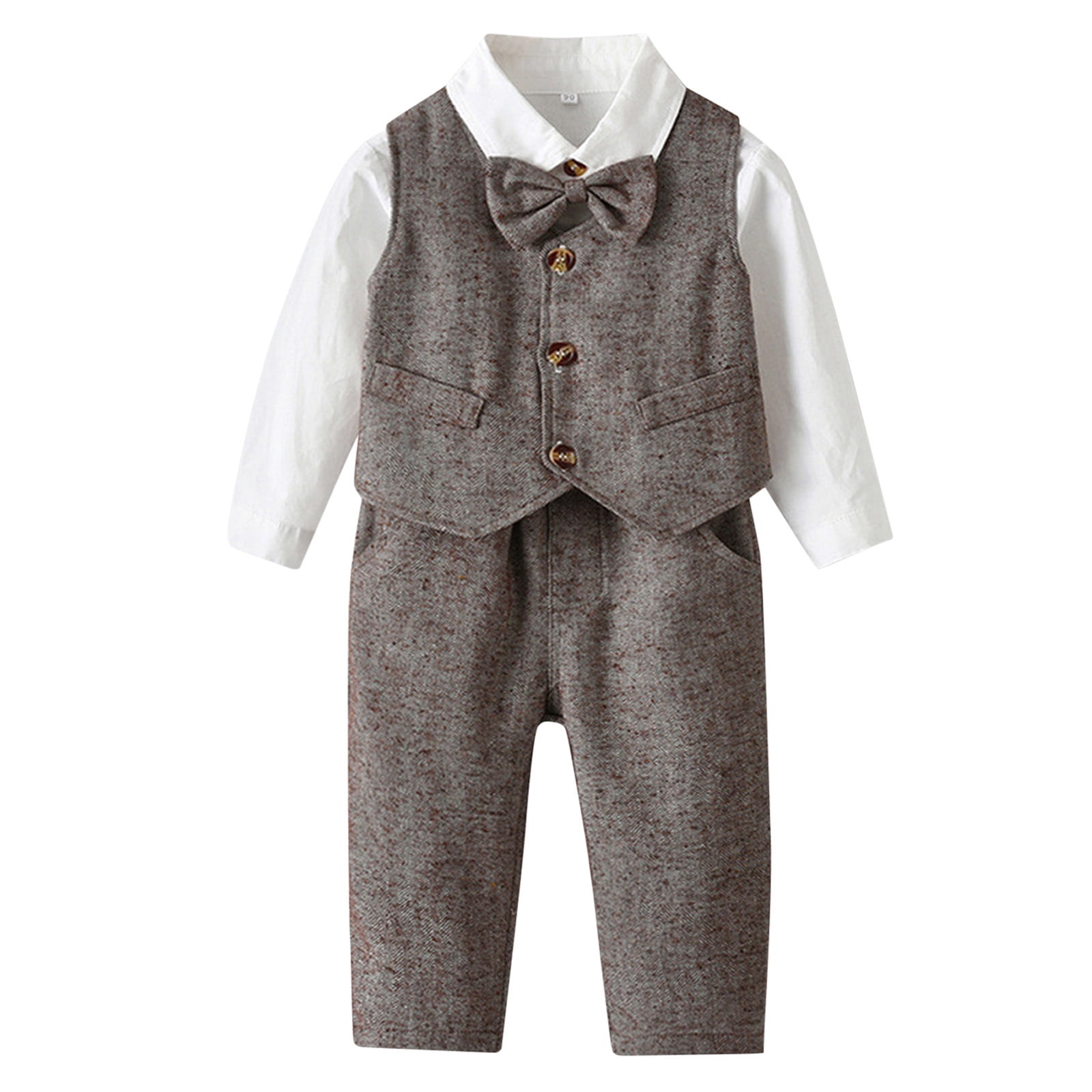 Toddler Boy Outfits Fall Kids Autumn Winter Gentlemen Cotton Shirt Vest