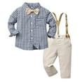thumbnail image 1 of Toddler Boy Outfits Fall Long Sleeve Plaid Prints T Shirt Tops Pants Kids Gentleman Outfits Fall Winter Outfit,Size 6 Months-12 Months, 1 of 4
