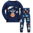 thumbnail image 1 of Toddler Boy Outfits Kids Pajamas Planet Cotton Kids 2 Piece Long Sleeve Sleepwear Comfortable Breathable Adorable Lightweight Dark Blue Outfit Sets Sizes 4-5 Years, 1 of 5